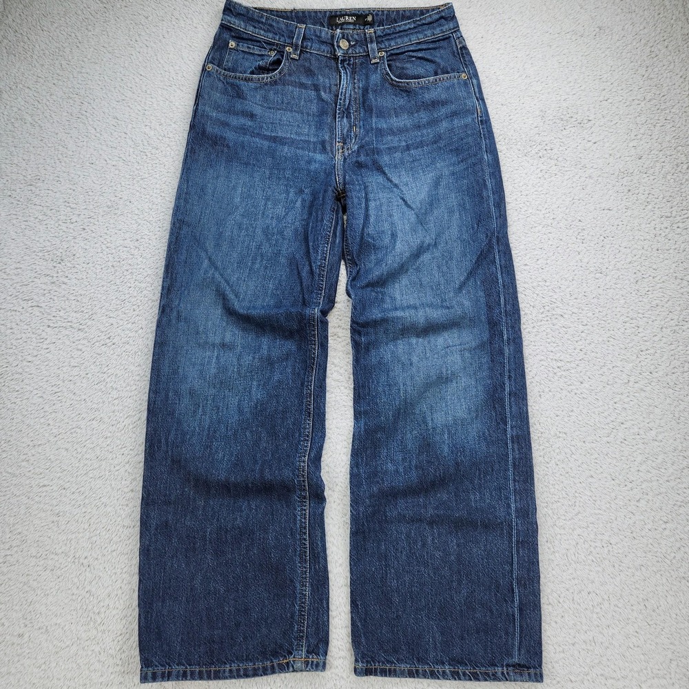 Lauren Ralph Lauren Jeans Womens 6P Medium Wash High Rise Relaxed Wide Leg Denim